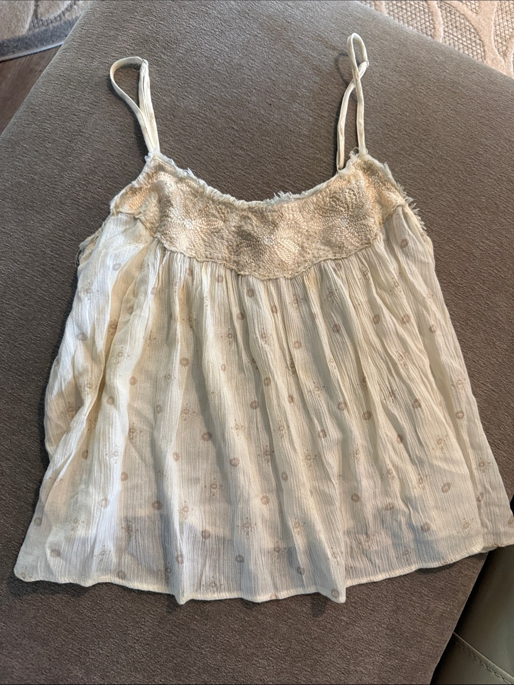 American Eagle Outfitters Cream Embroidered Spaghetti Strap Camisole